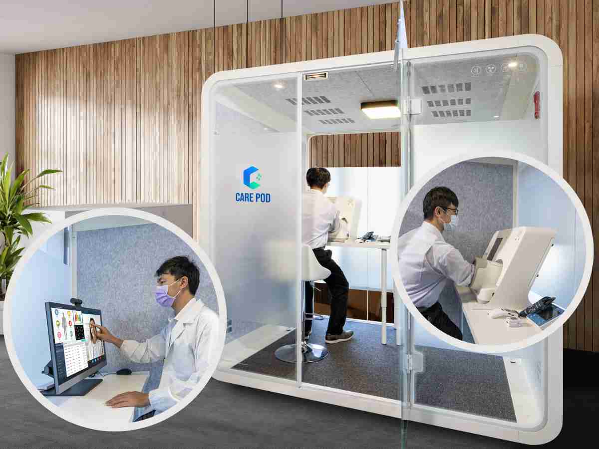 达擎于医疗科技展中展出＂远距诊疗舱＂，，，以因应医疗数字化及社会高龄化趋势下、、复诊及慢性病患等族群对于远距看诊需求逐渐升高所推出的创新整合方案。。多功能合一、、、、高隐私性的远距诊疗舱可根据病患端与医师端的不同需求，，，提供弹性化及客制化功能，，节省医生和病患的精力及时间